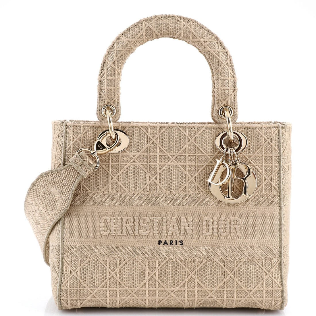 Christian Dior Lady D-Lite Bag in Cannage Embroidered Canvas Medium (1 of 7)