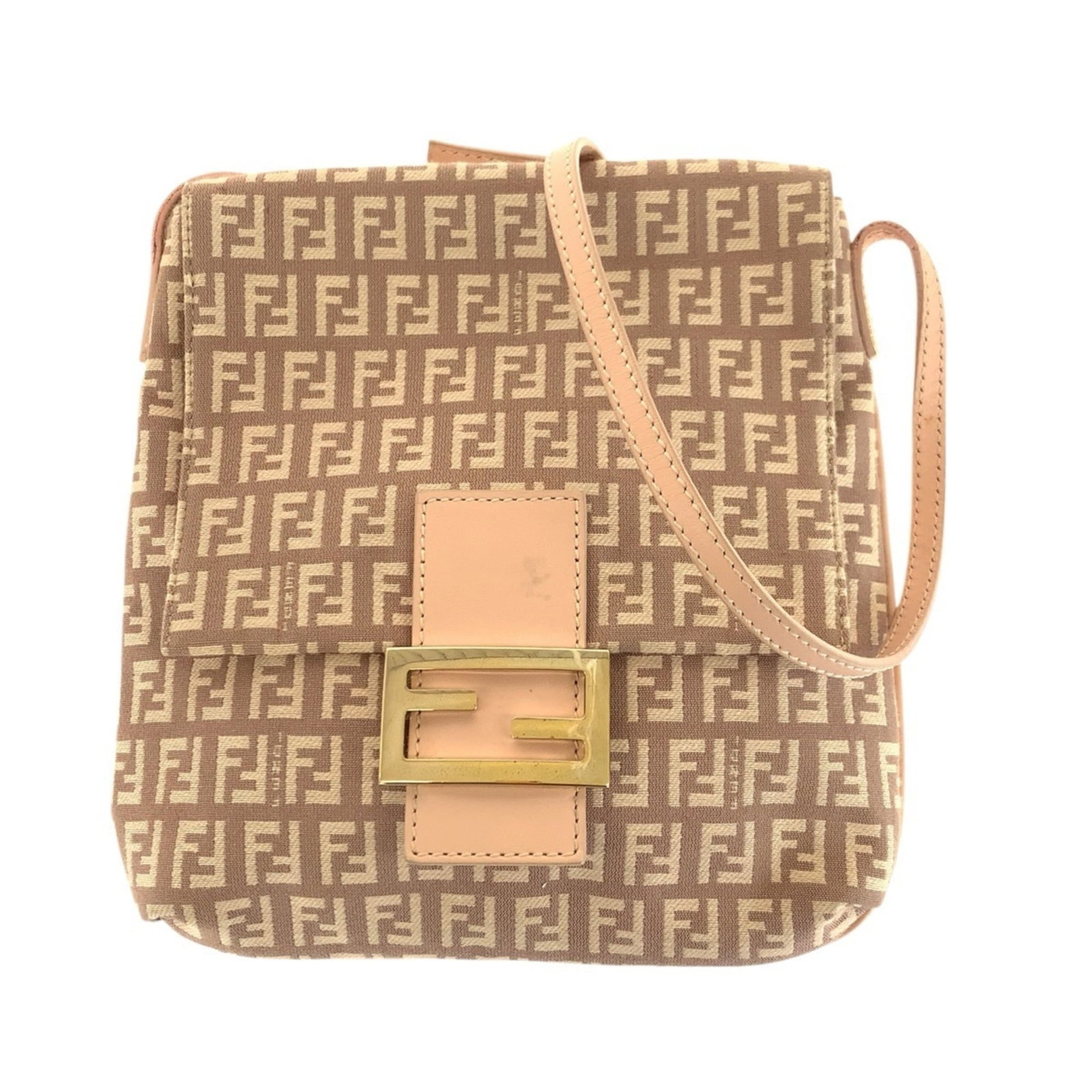 Fendi Canvas Shoulder Bag: Fendi Canvas Shoulder Bag Elevate your everyday style with this pre-loved Fendi Canvas Shoulder Bag, boasting the iconic brand's signature canvas material and chic baby pink hue. With its spacious int