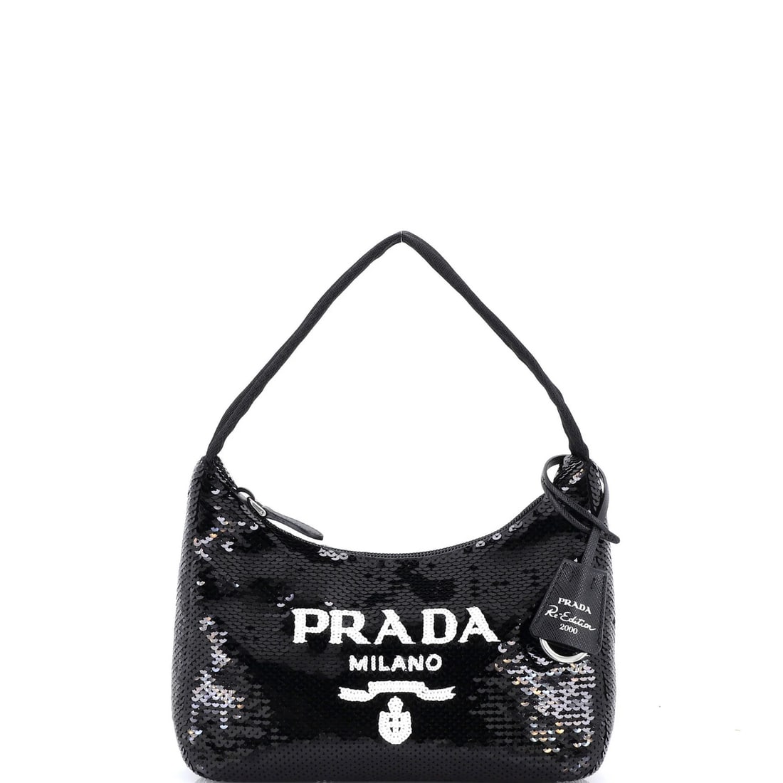 Mini Prada Re-Edition 2000 Hobo Sequins: Mini Prada Re-Edition 2000 Hobo Sequins Experience the iconic Mini Prada Re-Edition 2000 Hobo Sequins, a coveted accessory from the early 2000s that still shines with its signature sequin exterior and