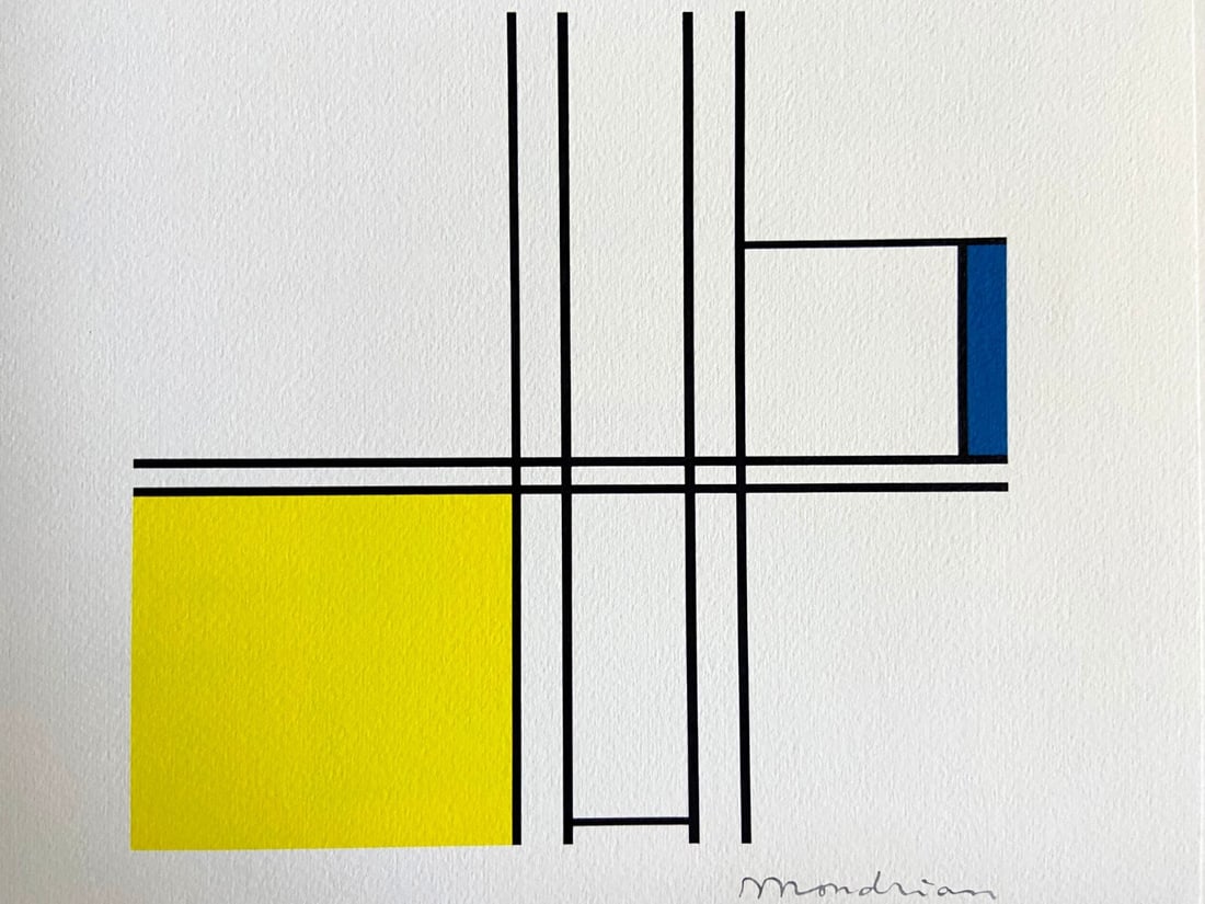 Piet Mondrian Numbered Lithograph: Piet Mondrian Numbered Lithograph Own a rare and iconic piece of art history with this limited edition lithograph by the renowned Dutch artist Piet Mondrian, numbered and printed by Yale University