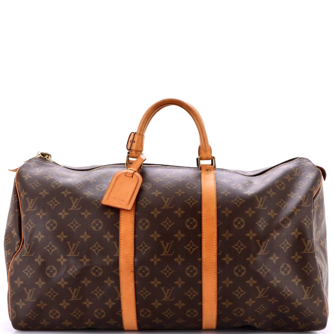 Louis Vuitton Monogram Canvas Keepall Bag - 55: Louis Vuitton Monogram Canvas Keepall Bag - 55 A timeless piece of luxury, the Louis Vuitton Monogram Canvas Keepall Bag is a stylish and practical accessory for any occasion. With its iconic