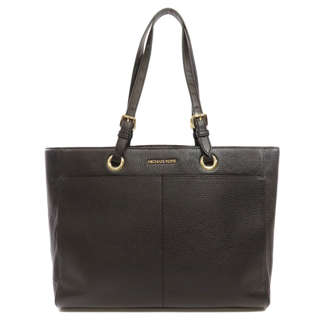 Michael Kors Logo Leather Tote Bag: Michael Kors Logo Leather Tote Bag Elevate your everyday style with the sleek and sophisticated Michael Kors Logo Leather Tote Bag. Crafted from high-quality black leather, this timeless tote boasts