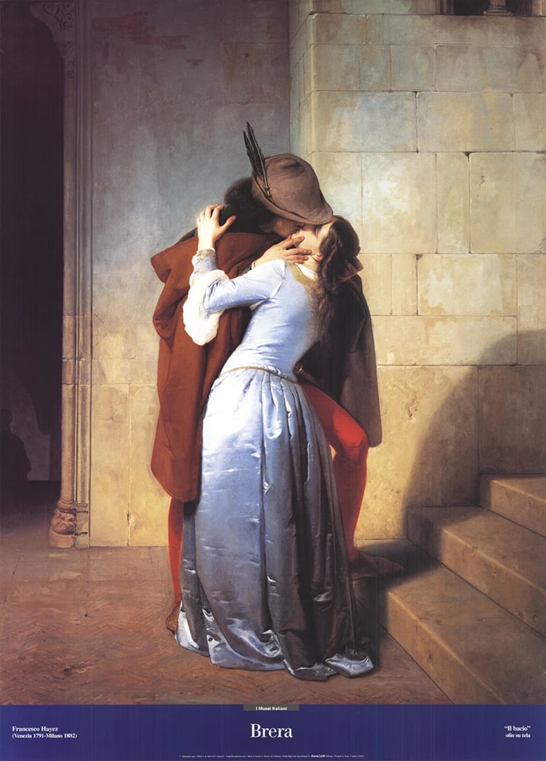 Francesco Hayez - Il Bacio (The Kiss) 50.5" x 36.5" Offset Lithograph: Francesco Hayez - Il Bacio (The Kiss) 50.5" x 36.5" Offset Lithograph Experience the timeless elegance of Francesco Hayez's masterpiece, Il Bacio (The Kiss), in stunning offset lithograph form.