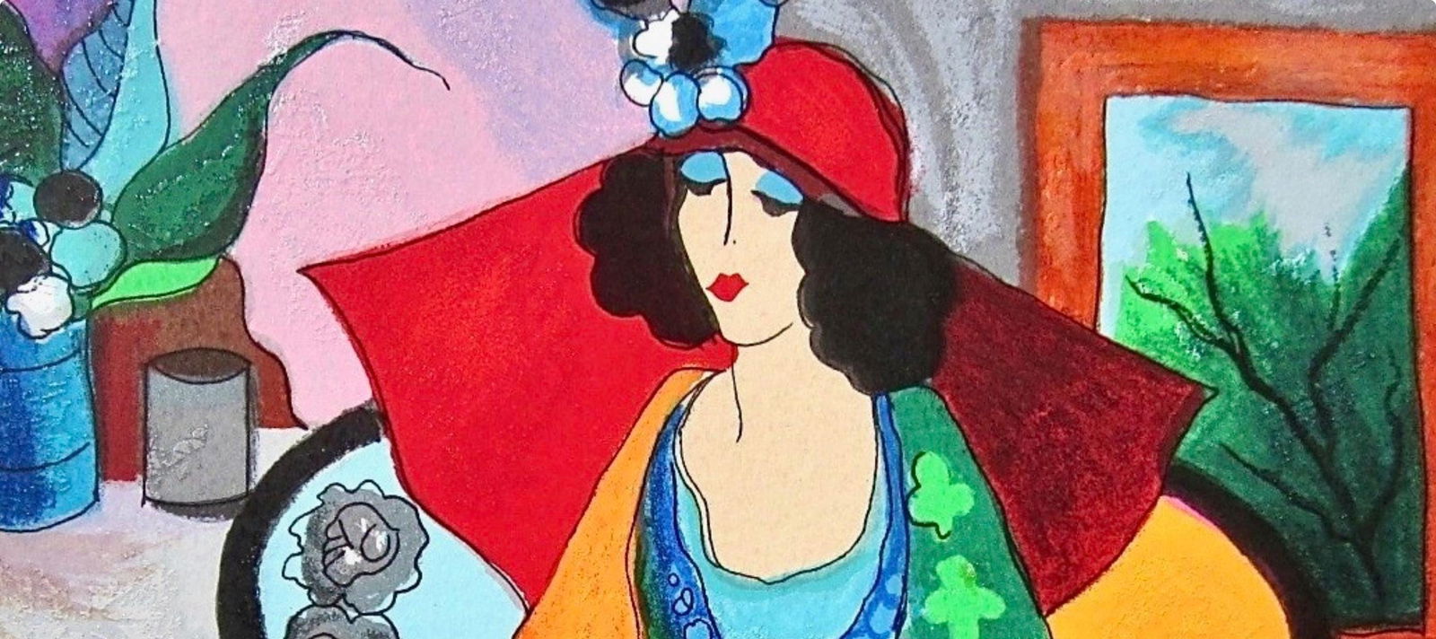 Tarkay, Itzchak - Signed Red Hat Silkscreen - 2