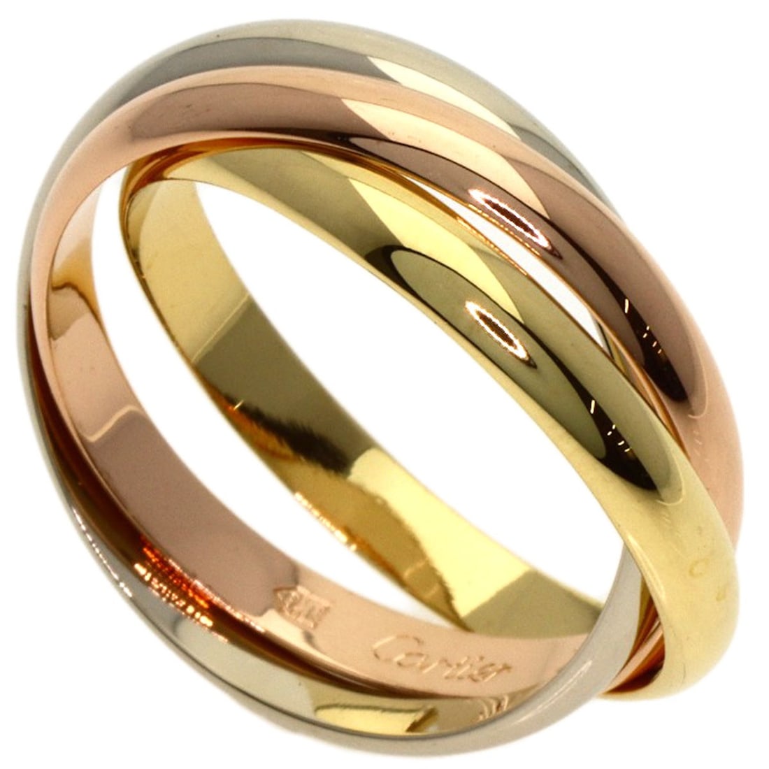 CARTIER Trinity SM #50 Ring K18 Yellow Gold White: CARTIER Trinity SM #50 Ring K18 Yellow Gold White A stunning piece of French luxury, the CARTIER Trinity SM #50 Ring is a masterclass in understated elegance. Crafted from 18k yellow gold, this sleek