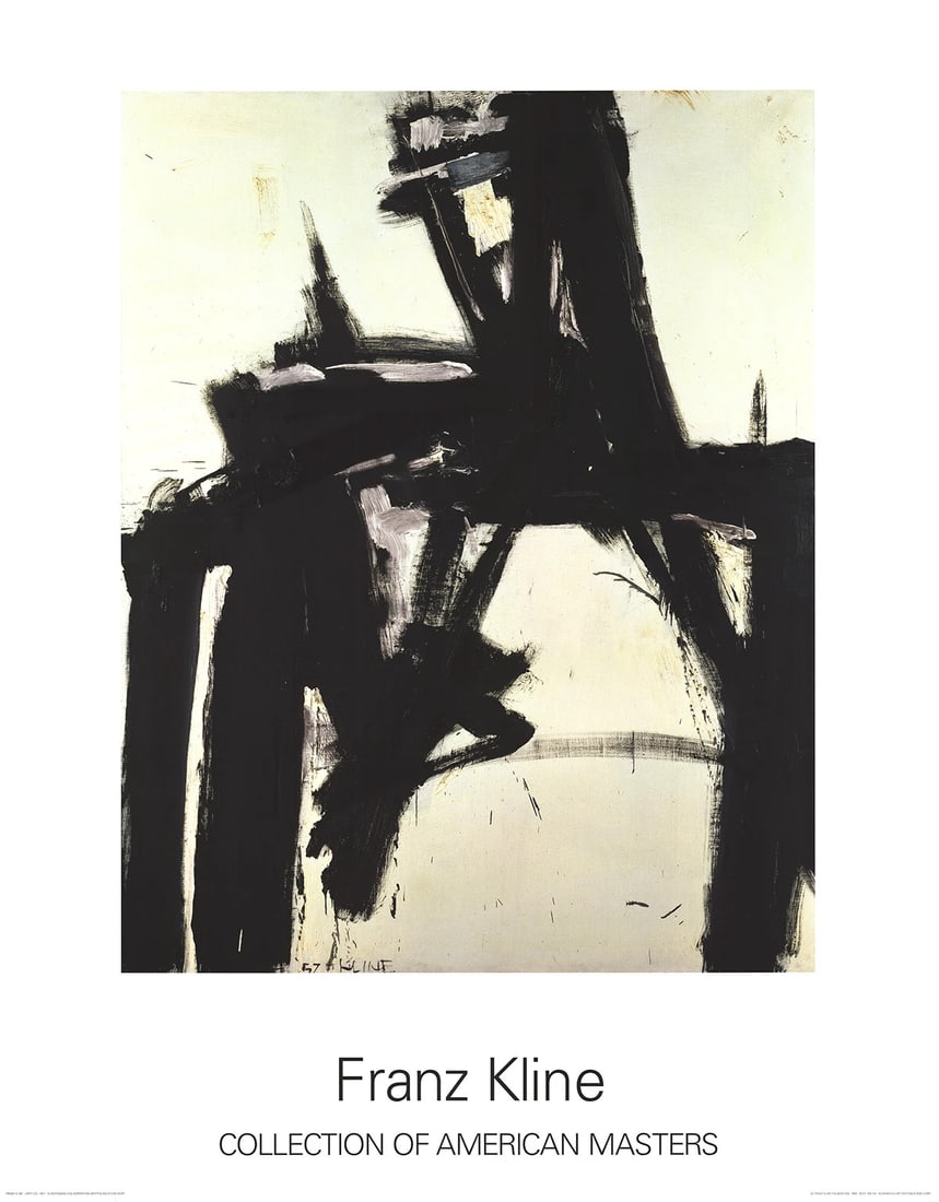 Franz Kline, Untitled (1990), 49" x 37.5", Abstract, Black & White Poster: Franz Kline, Untitled (1990), 49" x 37.5", Abstract, Black & White Poster Franz Kline's abstract masterpiece, Untitled (1990), is a striking example of minimalist expressionism. Created in 1990, this