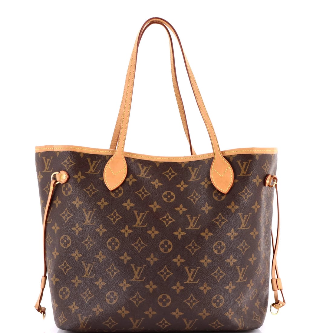 Louis Vuitton Neverfull MM Monogram Canvas Tote: Louis Vuitton Neverfull MM Monogram Canvas Tote Experience the timeless elegance of Louis Vuitton's iconic Neverfull MM Monogram Canvas Tote, boasting a rich brown exterior with gold hardware and a