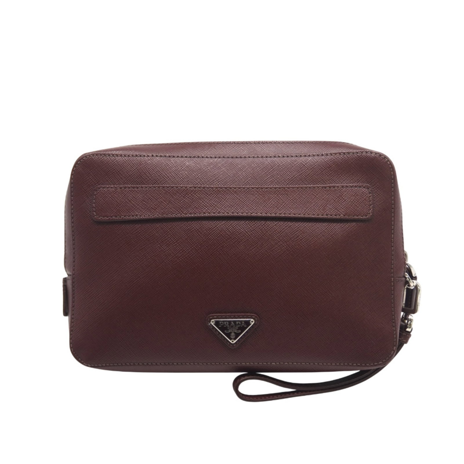 Prada Leather Clutch Bag: Prada Leather Clutch Bag A timeless Prada leather clutch, perfect for adding an air of sophistication to any evening outfit. Crafted from rich brown leather, this versatile bag measures 15cm x 23cm x