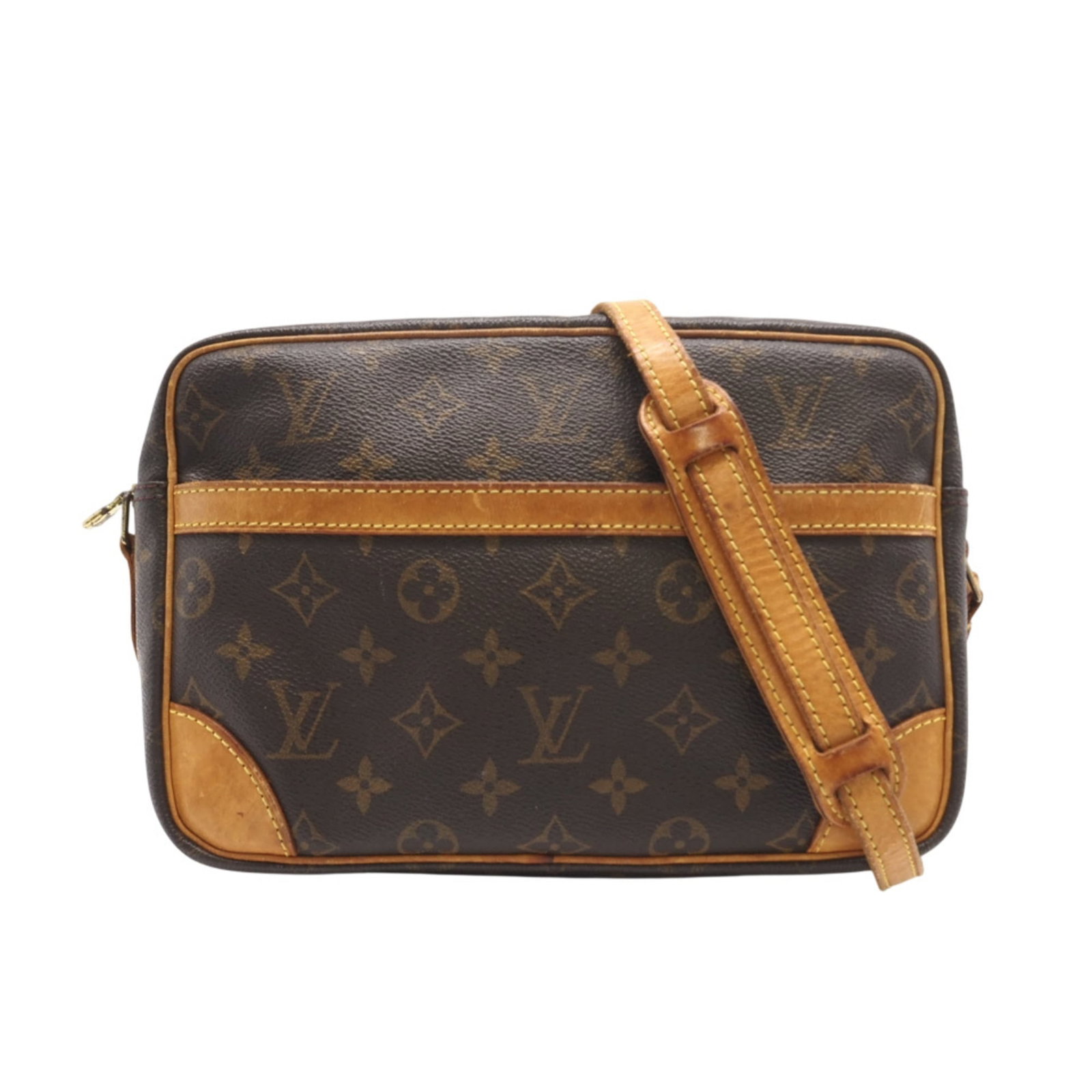 Louis Vuitton Coated Canvas Leather Shoulder Bag: Louis Vuitton Coated Canvas Leather Shoulder Bag A timeless and sophisticated shoulder bag, this Louis Vuitton Coated Canvas Leather tote boasts the iconic monogram pattern and premium materials that