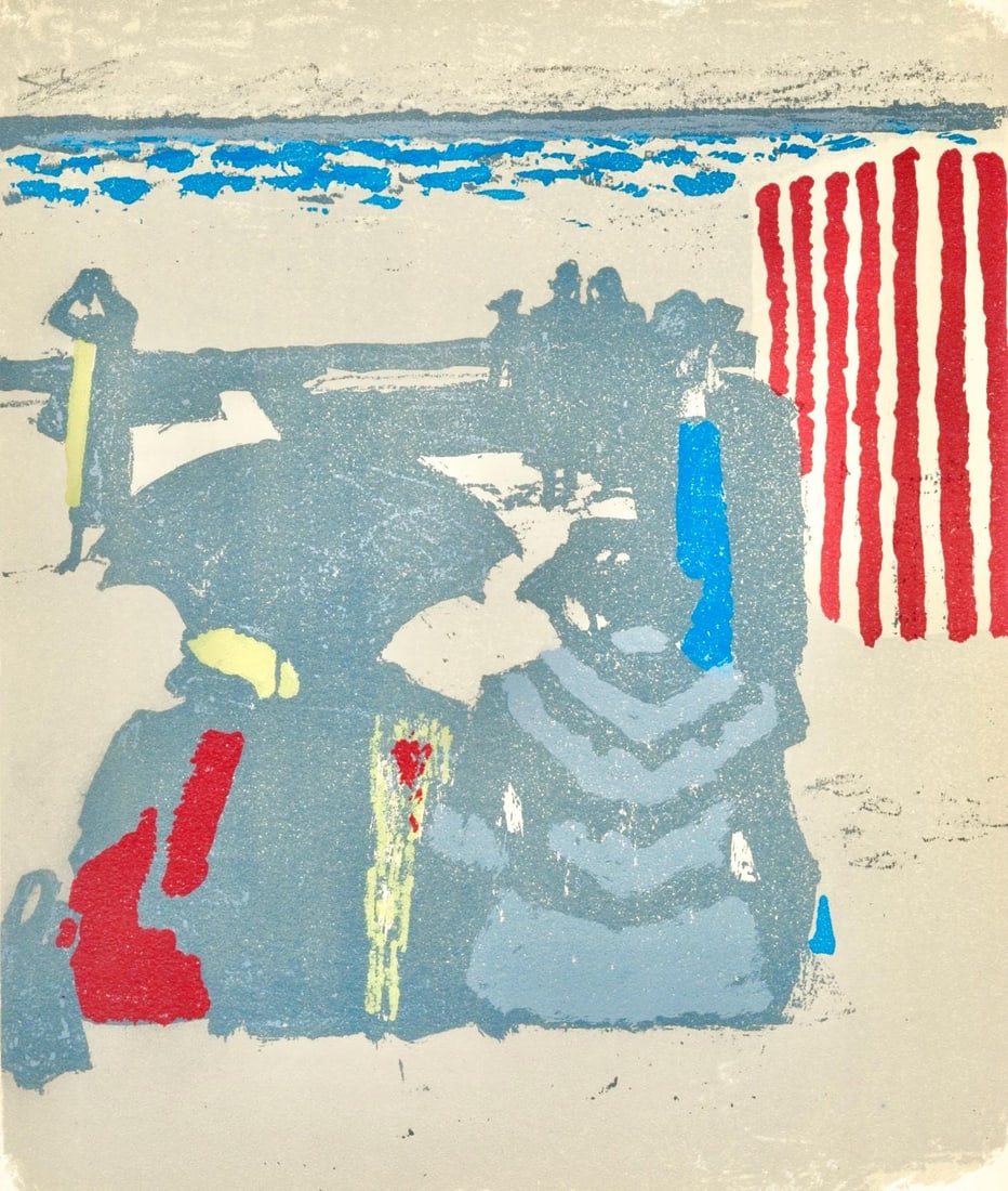 Lithograph - Maurice Brianchon - Saint-Jean-de-Luz - la plage - Prints from the Mourlot Press (1 of 11)