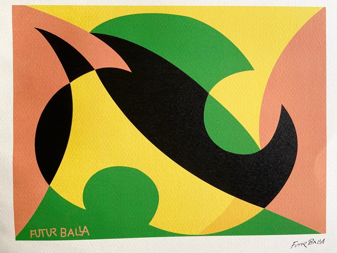 Giacomo Balla Lithograph 1968 Venice Biennale Numbered: Giacomo Balla Lithograph 1968 Venice Biennale Numbered A rare opportunity to own a piece of art history, Giacomo Balla's lithograph "Interpenetration lines" (1968) is a testament to the enduring legac