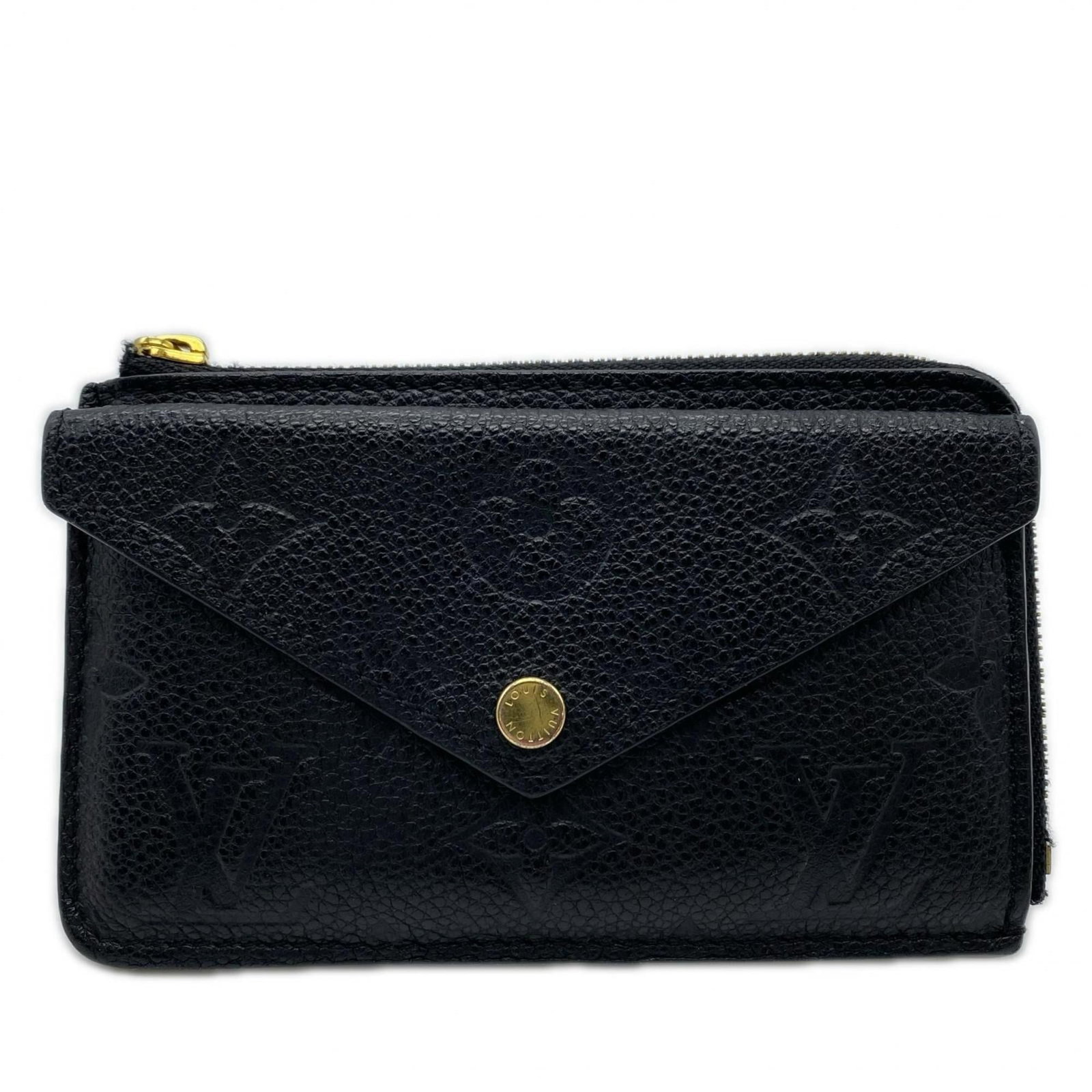 Louis Vuitton Coin Purse/ Case Leather: Louis Vuitton Coin Purse/ Case Leather A sleek and timeless piece from the iconic Louis Vuitton brand, this black cowhide leather coin purse/case boasts classic LV monogram detailing and a sophisticat