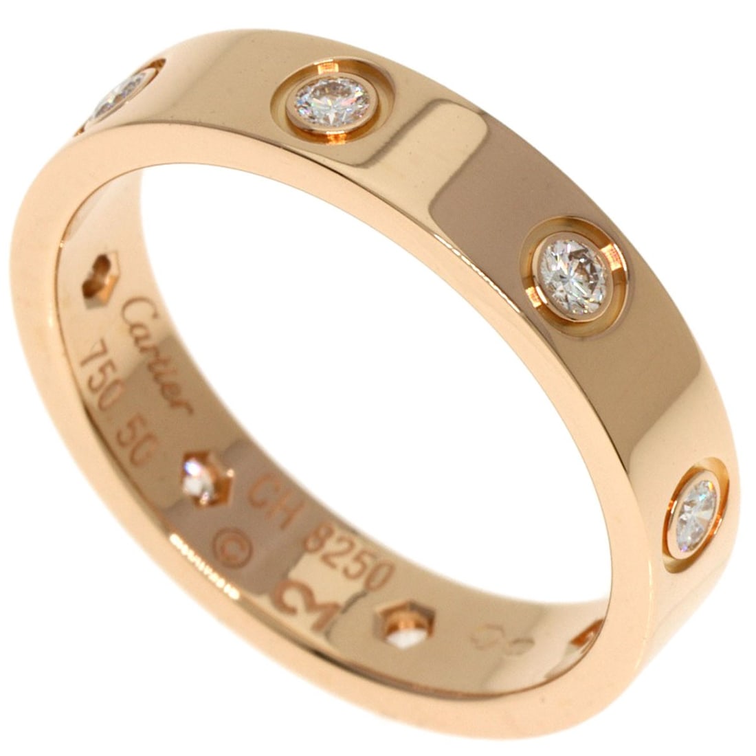 CARTIER mini love ring full Diamond #50 K18 Pink Gold (1 of 6)