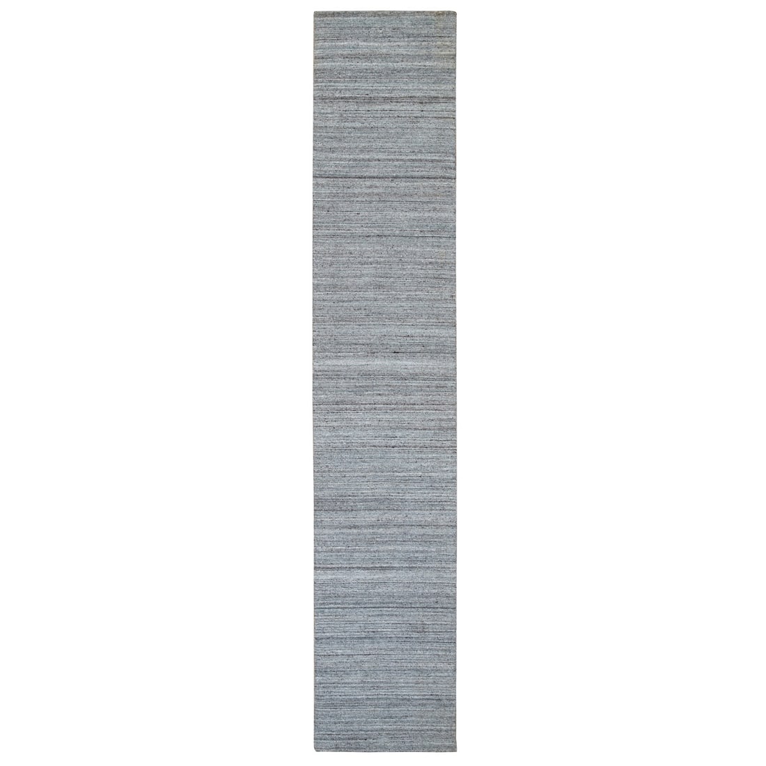 Rug 2'7"x14' Gray Wool Hand Loomed Modern Striae Design Runner Oriental: Rug 2'7"x14' Gray Wool Hand Loomed Modern Striae Design Runner Oriental Experience the timeless elegance of India's rich cultural heritage in this stunning 14' gray wool hand loomed modern striae