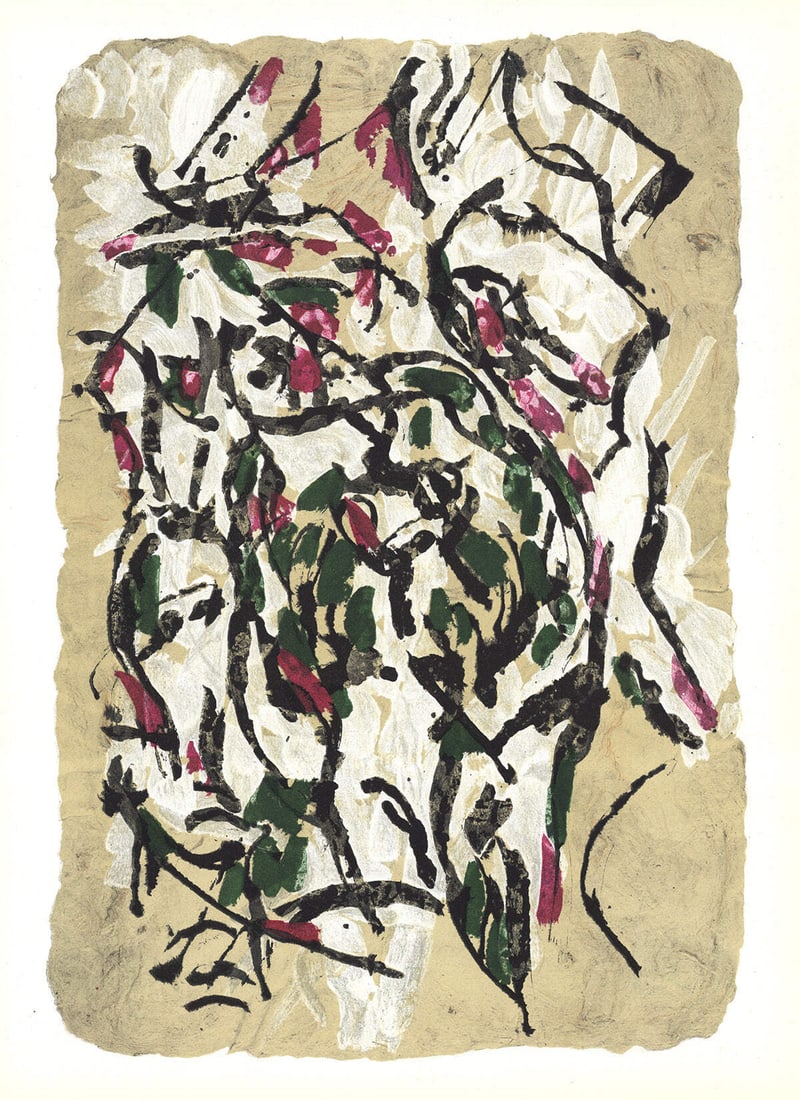 Multicolo JEAN-PAUL RIOPELLE Sans Titre 160-2 15" x 11" Lithograph 1966 Abstract (1 of 1)