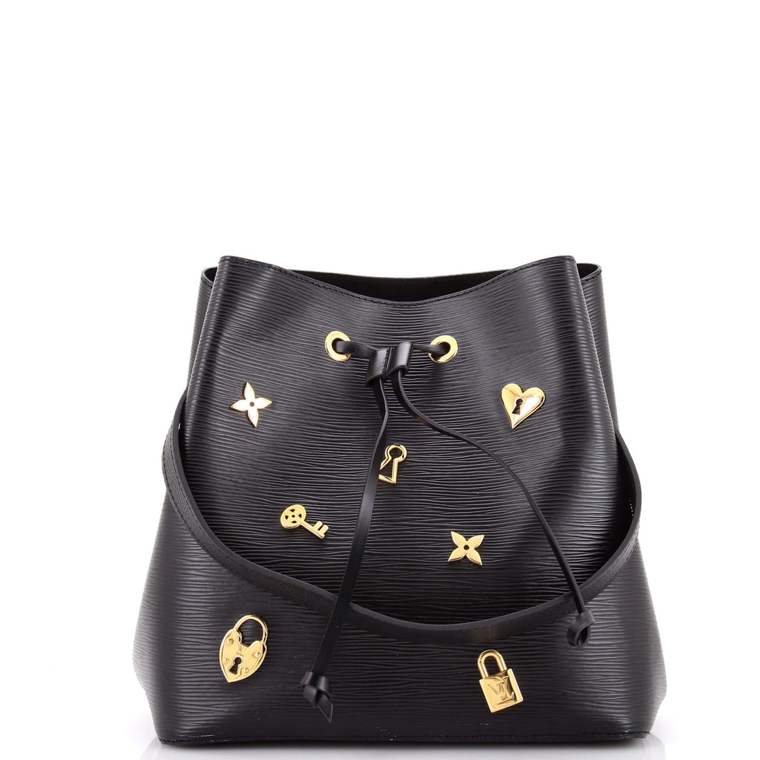 Louis Vuitton NeoNoe Handbag - Epi Leather Love Lock: Louis Vuitton NeoNoe Handbag - Epi Leather Love Lock The Louis Vuitton NeoNoe Love Lock Epi Leather handbag is a timeless classic, boasting sleek black exterior and luxurious gold hardware. With its s