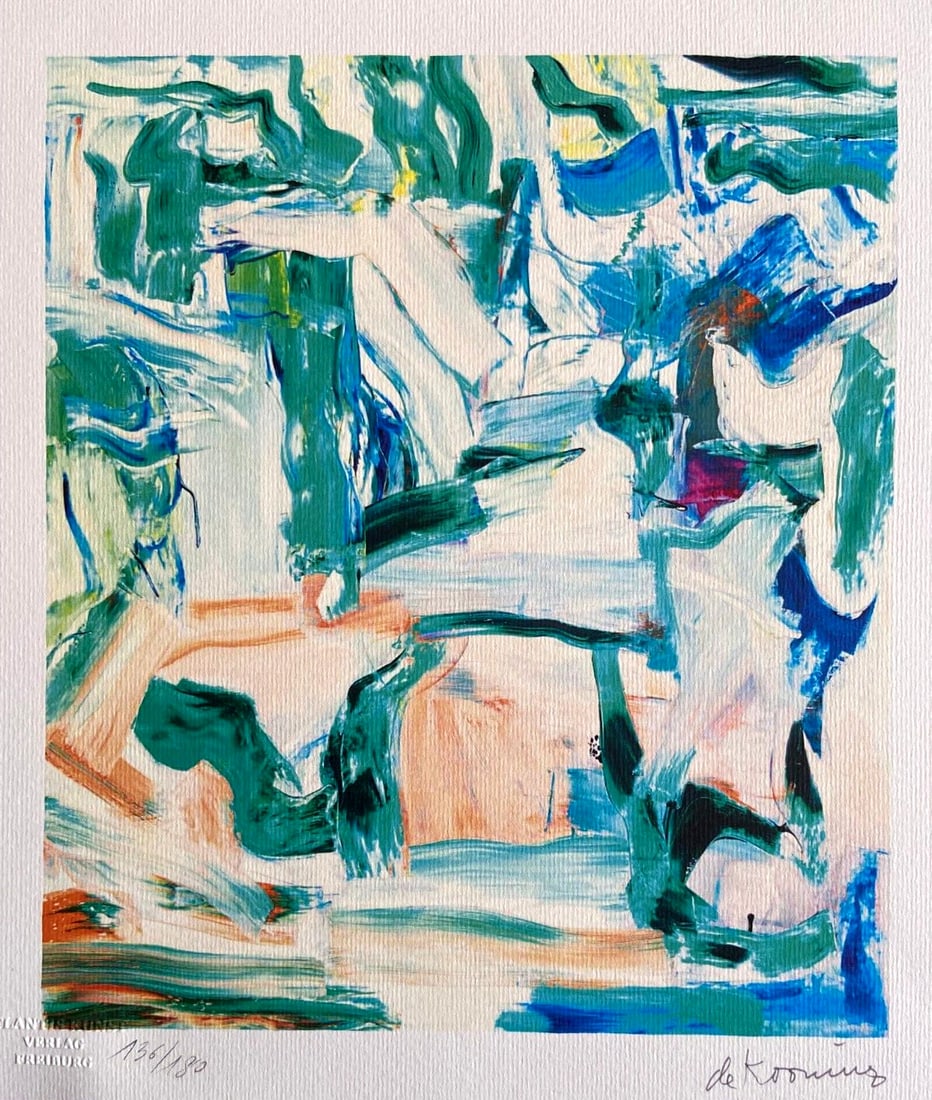 Willem De Kooning Lithograph with Signature & Stamp: Willem De Kooning Lithograph with Signature & Stamp Experience the vibrant energy of Willem De Kooning's unique style in this rare 1978 lithograph, signed by the artist and stamped with official