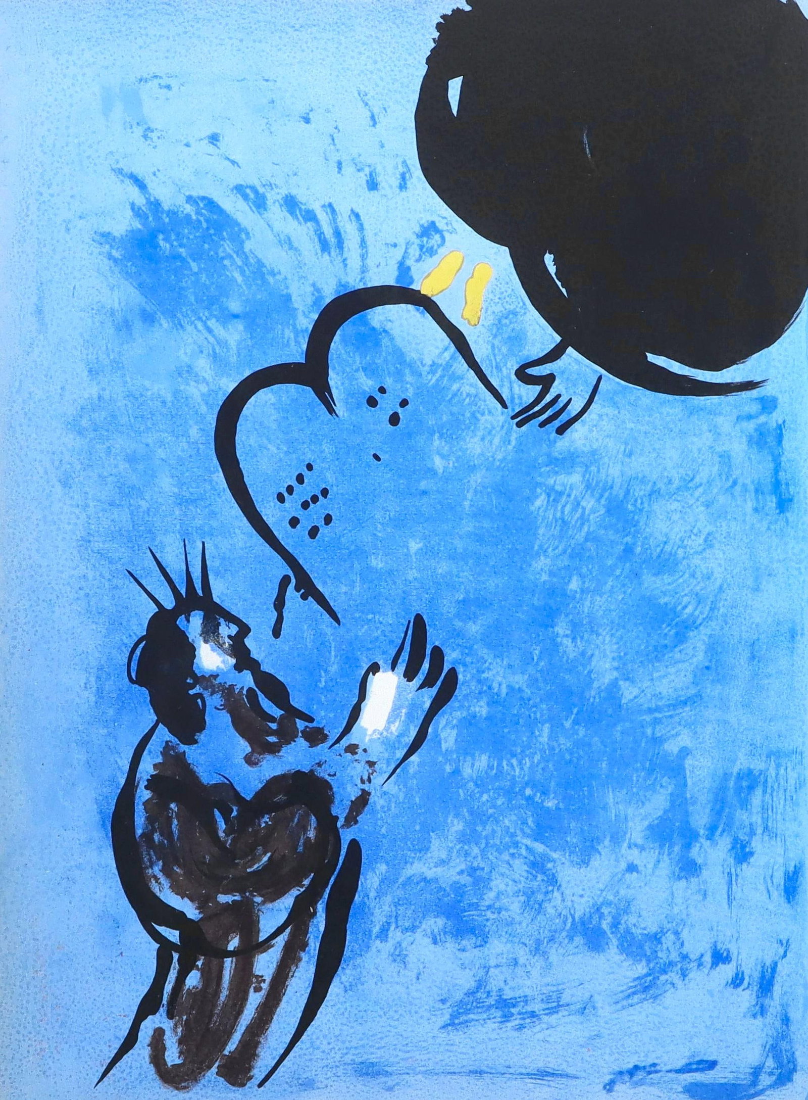 Marc Chagall, Mose reoit les Tables de la Loi (Mourlot 117-46; Cramer 25), Dessins Pour Bible,: Marc Chagall, Mose reoit les Tables de la Loi (Mourlot 117-46; Cramer 25), Dessins Pour Bible, Verve, Revue, Lithograph Marc Chagall's vibrant lithograph, Mose reoit les Tables de la Loi (Mourlot