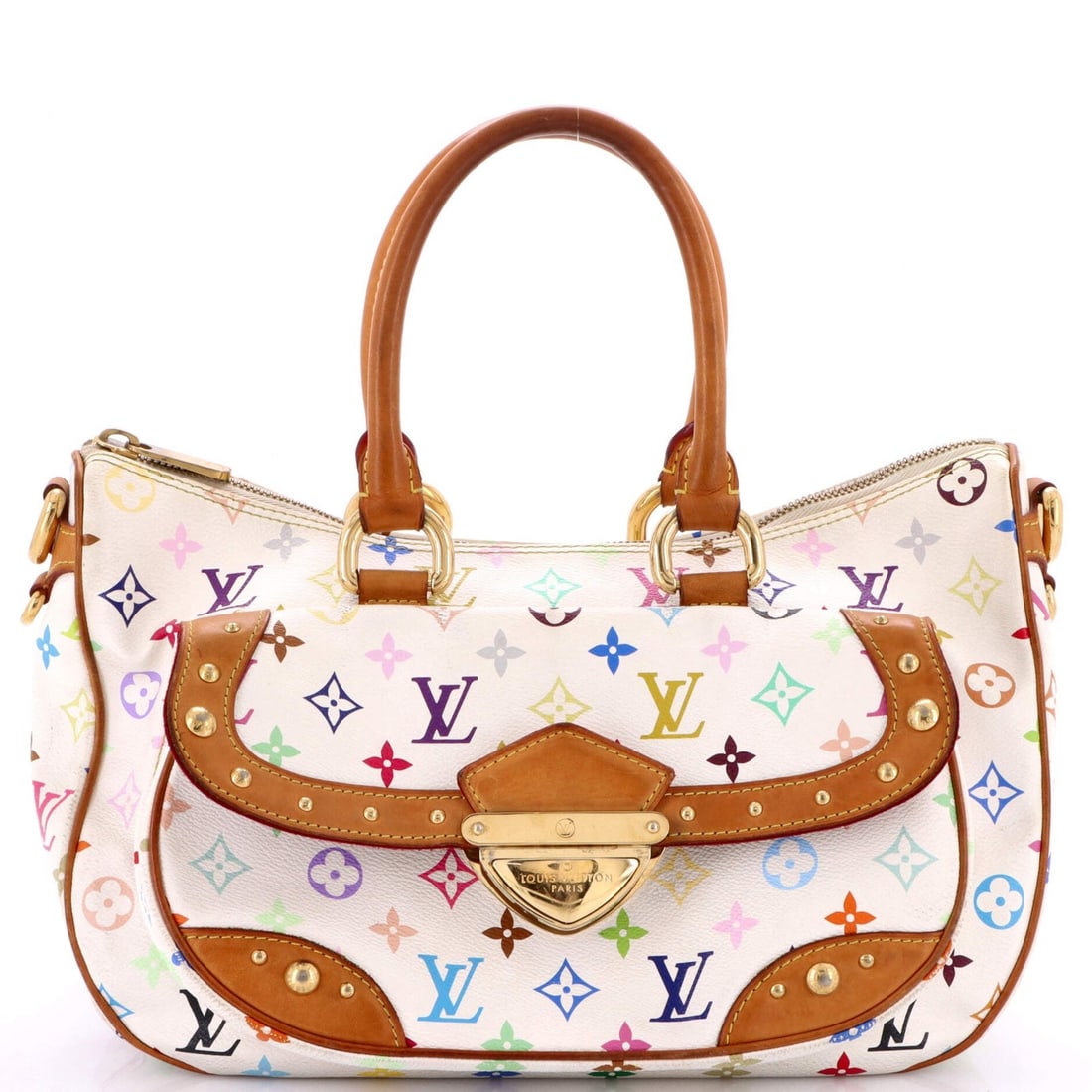 Louis Vuitton Rita Monogram Multicolor Handbag: Louis Vuitton Rita Monogram Multicolor Handbag A vibrant and eclectic Louis Vuitton Rita Monogram Multicolor handbag, boasting the iconic multicolored monogram pattern on its exterior, adds a pop of p