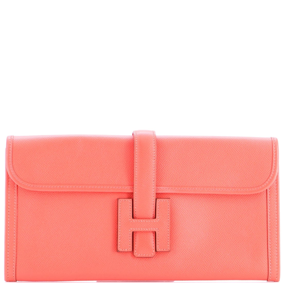 Hermes Jige Elan Epsom Clutch (29): Hermes Jige Elan Epsom Clutch (29) A stunning Herm?s Jige Elan Epsom clutch in vibrant red leather, boasting classic design and exceptional craftsmanship. With its sleek 6" height and spacious