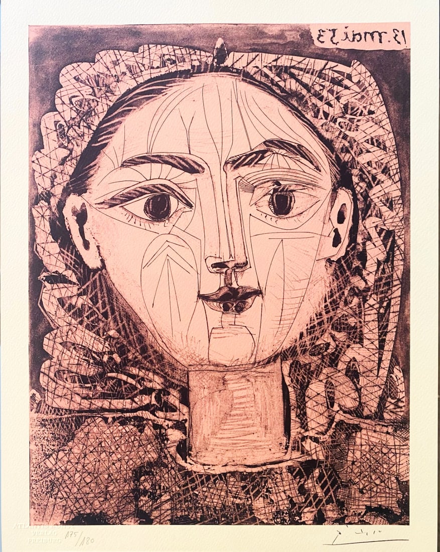 Lithograph Pablo Picasso: Lithograph Pablo Picasso Own a rare and unique piece of art history with this stunning lithograph by Pablo Picasso, created in 1978. Printed on full sheet chromolithography paper, the work showcases