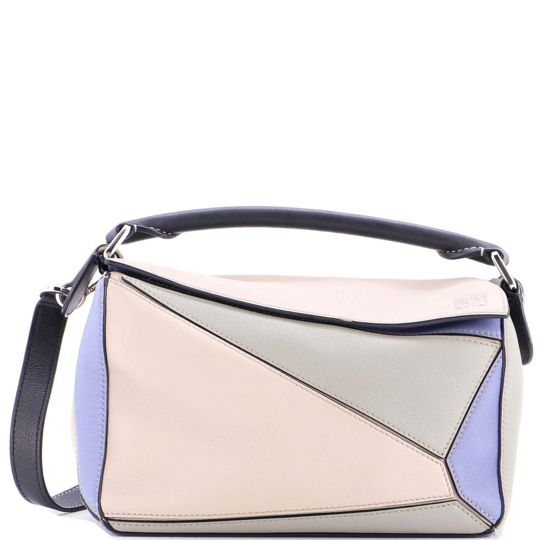 Loewe Small Leather Puzzle Bag: Loewe Small Leather Puzzle Bag The Loewe Small Leather Puzzle Bag is a vibrant and eclectic accessory that combines bold color blocking with sleek, sophisticated design. Its unique multicolor exterior