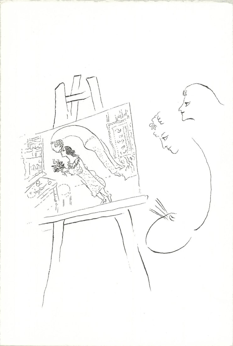 Silk MARC CHAGALL The Birthday 11" x 7.5" Serigraph 1999 Modernism Black & White: Silk MARC CHAGALL The Birthday 11" x 7.5" Serigraph 1999 Modernism Black & White Experience the vibrant black and white world of Marc Chagall in this stunning 11" x 7.5" serigraph, "The Birthday", cre