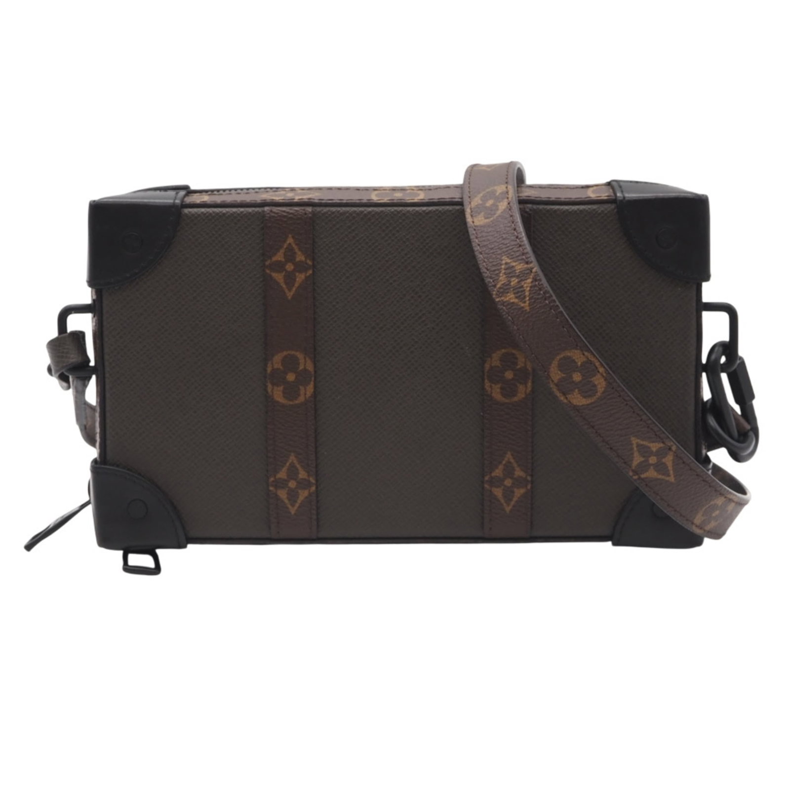 Louis Vuitton Monogram Taiga Leather Shoulder Bag: Louis Vuitton Monogram Taiga Leather Shoulder Bag A timeless classic from the iconic Louis Vuitton brand, this Taiga Leather shoulder bag boasts the signature Monogram pattern in black, adding an air