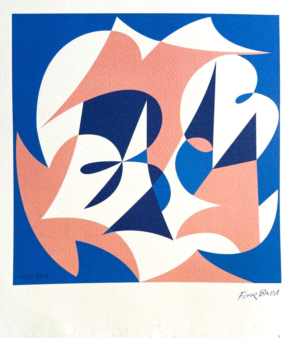 Giacomo Balla, 1968 Venice Biennale Lithograph #: Giacomo Balla, 1968 Venice Biennale Lithograph # A rare and iconic lithograph from the 1968 Venice Biennale, Giacomo Balla's "Reason with the Word Balla" is a testament to the enduring legacy of