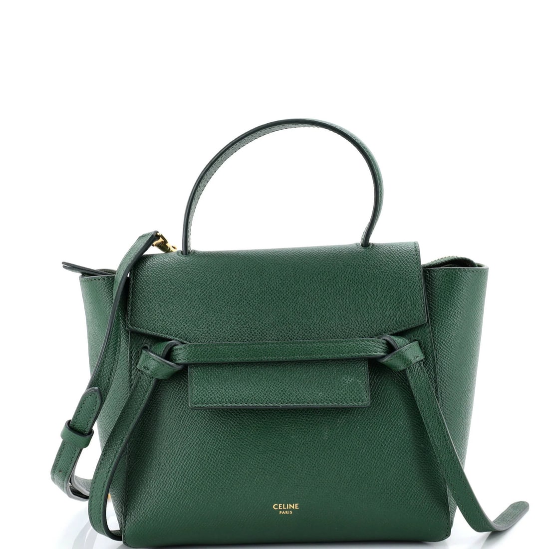 Celine Nano Textured Leather Belt Bag: Celine Nano Textured Leather Belt Bag Elevate your style with the Celine Nano Textured Leather Belt Bag, boasting a chic green exterior and sleek, textured leather design that adds depth to any