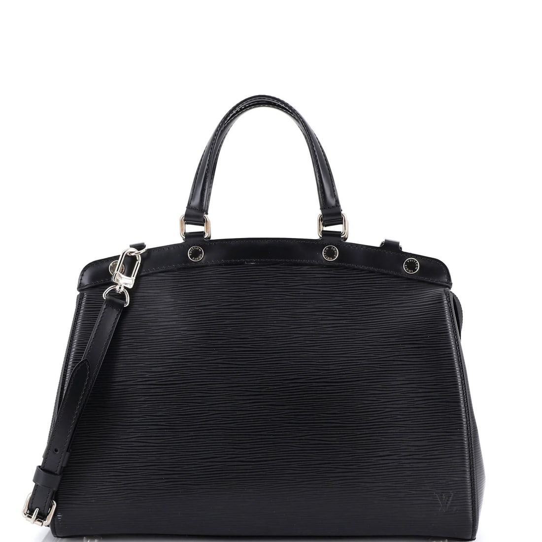 Louis Vuitton MM Epi Leather Brea Handbag: Louis Vuitton MM Epi Leather Brea Handbag A sleek and sophisticated Louis Vuitton MM Epi Leather Brea Handbag in black, boasting the iconic monogram pattern on its exterior, is up for grabs. With its