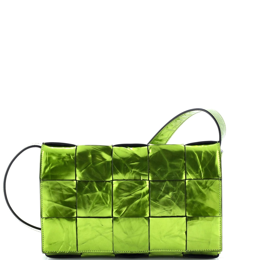 Bottega Veneta Maxi Intrecciato Crinkled Metallic Leather Cassette Crossbody Bag: Bottega Veneta Maxi Intrecciato Crinkled Metallic Leather Cassette Crossbody Bag Elevate your everyday with the iconic Bottega Veneta Cassette Crossbody Bag, boasting crinkled metallic leather that