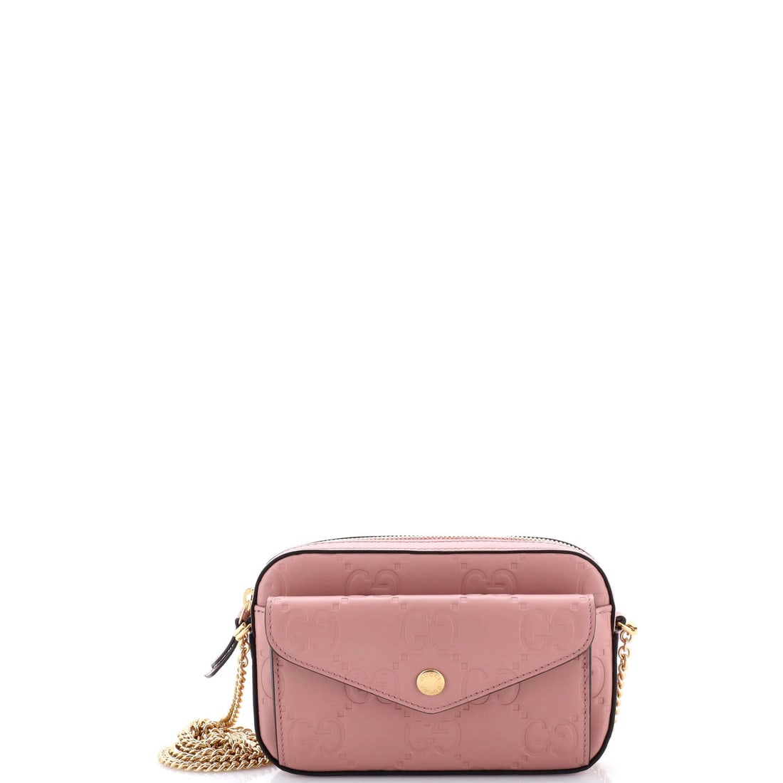 Gucci Super Mini GG Embossed Leather Shoulder Bag with Front Pocket Chain (1 of 5)