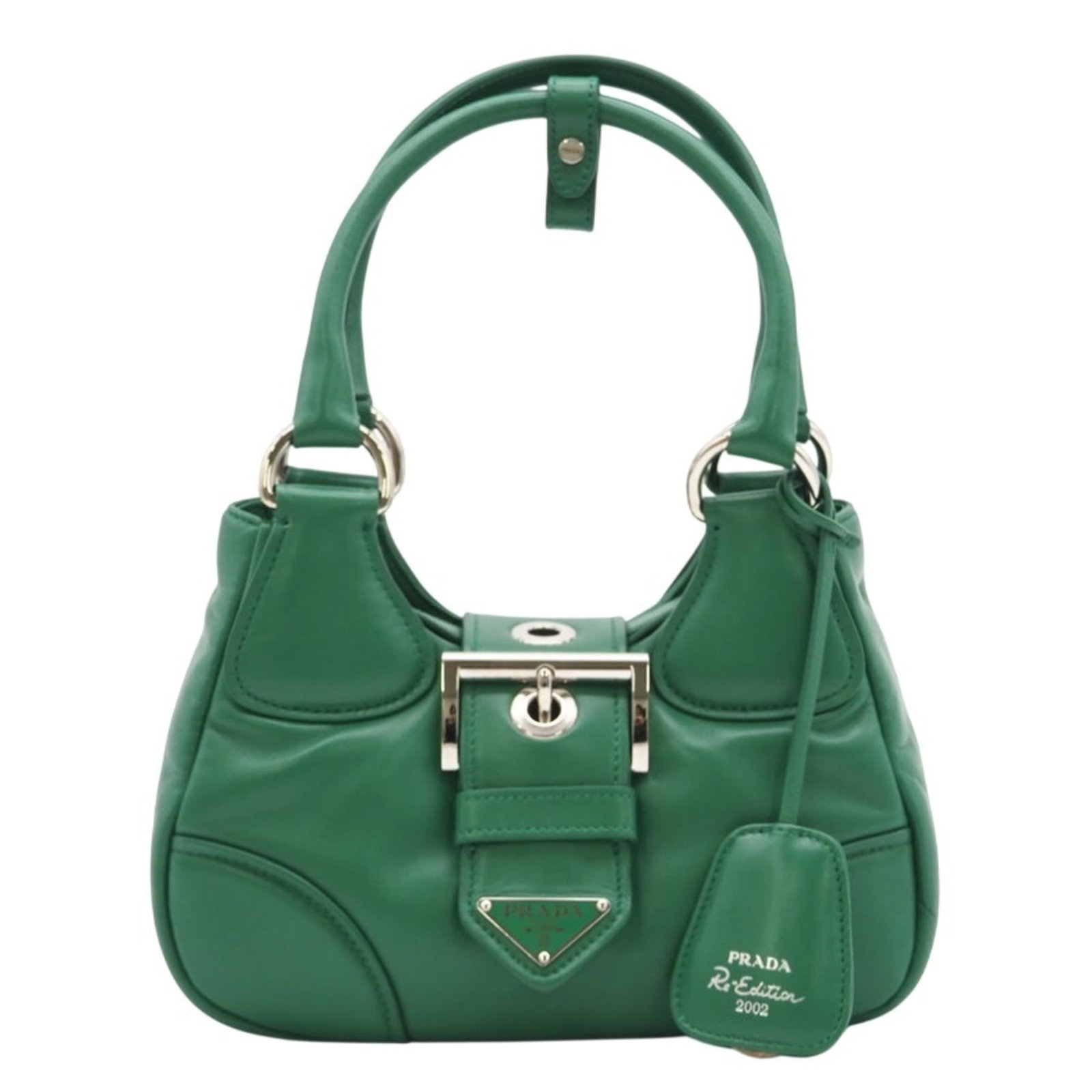 Prada Leather Shoulder Bag: Prada Leather Shoulder Bag A stylish and timeless Prada leather shoulder bag in rich green, perfect for adding a touch of sophistication to any outfit. With its classic design and premium leather cons