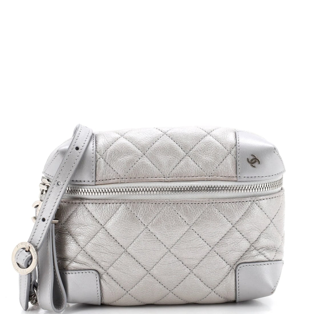 Calfskin Chanel Street Allure Camera Bag Quilted: Calfskin Chanel Street Allure Camera Bag Quilted A sleek and sophisticated Chanel Street Allure Camera Bag Quilted in silver calfskin leather, perfect for adding a touch of luxury to your daily