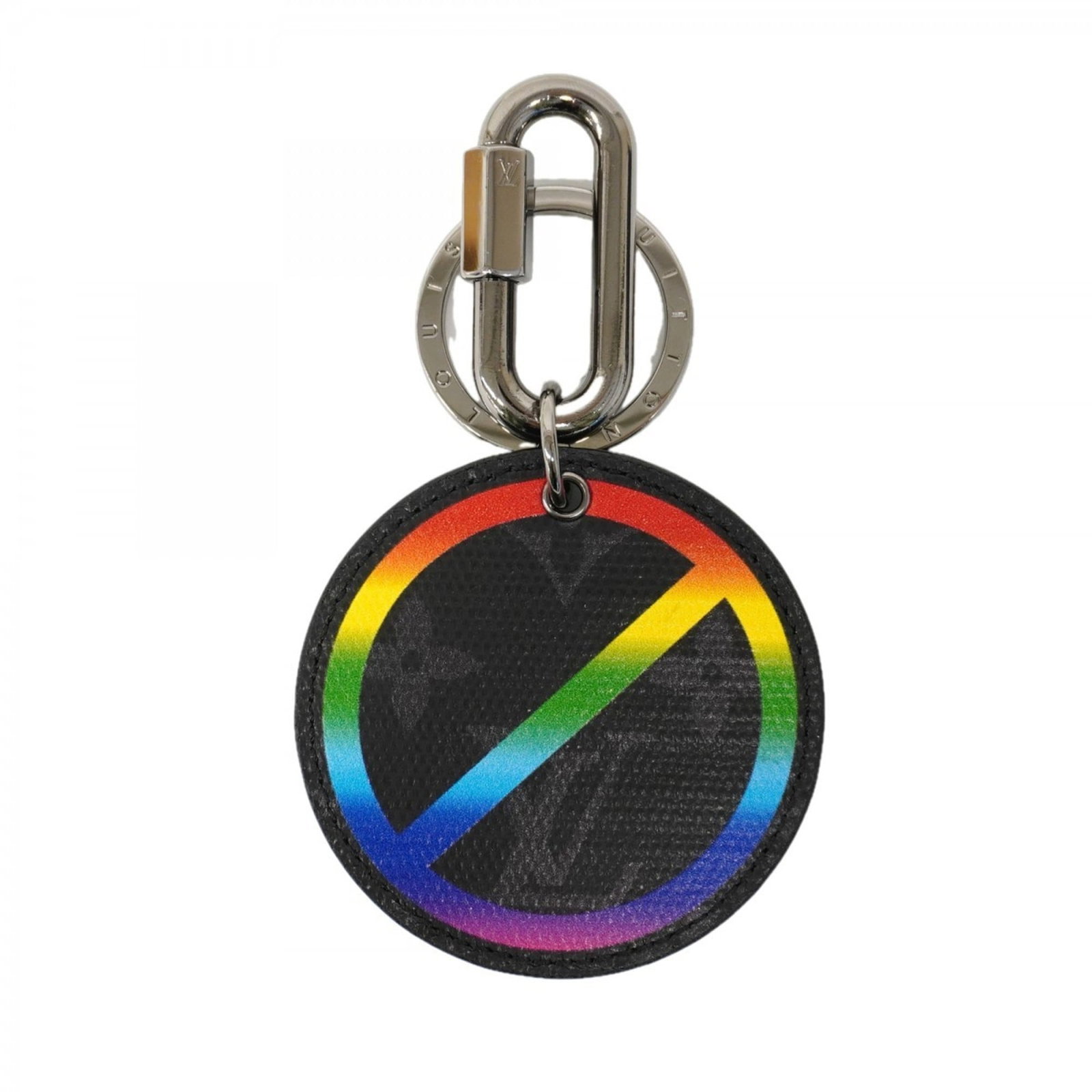 Keyring Louis Vuitton: Keyring Louis Vuitton A sleek and iconic accessory for the modern gentleman, this Louis Vuitton keyring boasts the signature monogram pattern in black and multi-color hues. Its sturdy design and