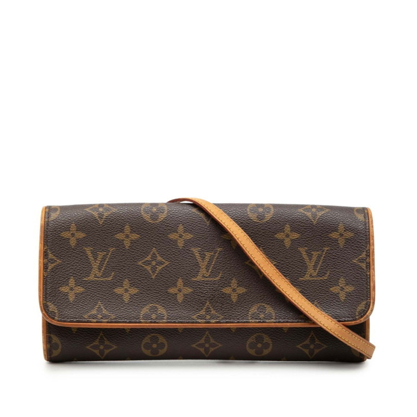 Louis Vuitton Pochette Shoulder Bag PVC Leather: Louis Vuitton Pochette Shoulder Bag PVC Leather A pre-owned Louis Vuitton Pochette Shoulder Bag in rich brown leather and PVC, offering a chic and edgy touch to any outfit. With its classic design