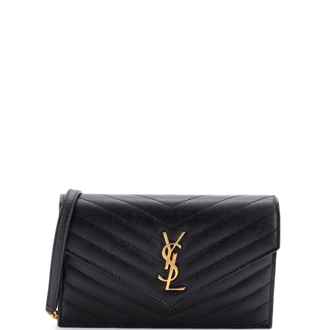 Saint Laurent Classic Monogram Wallet with Matelasse Chevron Leather and Chain (1 of 6)