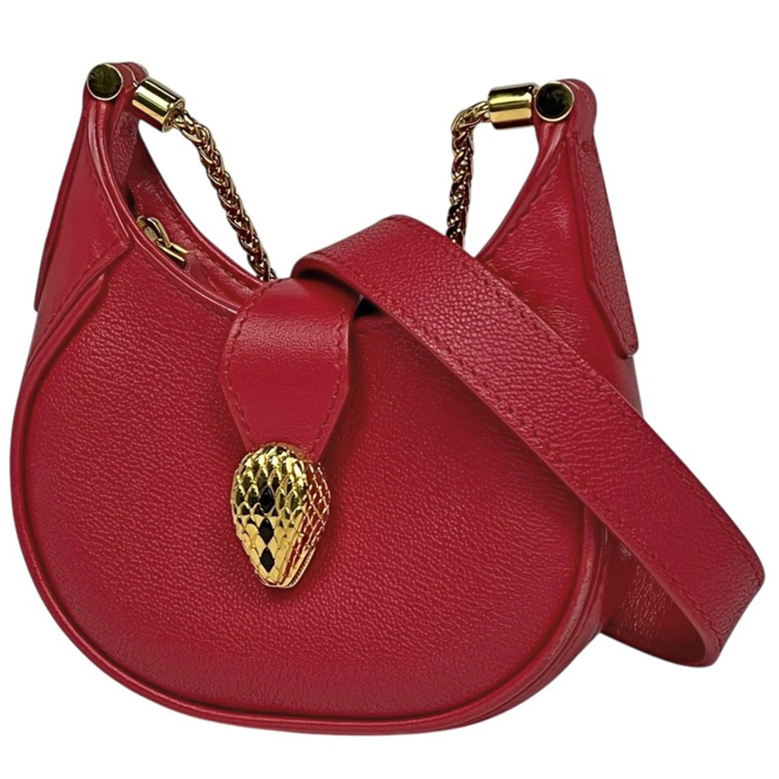 Bvlgari Leather Shoulder Bag: Bvlgari Leather Shoulder Bag Elevate your style with the iconic Bvlgari Leather Shoulder Bag, boasting sleek red leather and timeless design. This pre-loved bag still exudes luxury charm, with its
