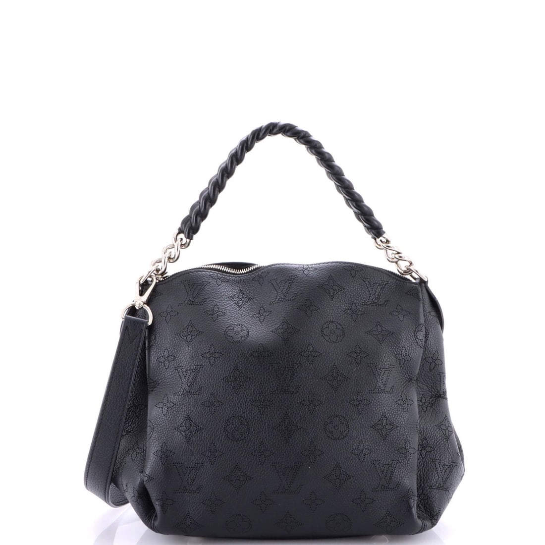 Louis Vuitton Babylone Mahina Leather Handbag: Louis Vuitton Babylone Mahina Leather Handbag The Louis Vuitton Babylone Mahina Leather Handbag is a timeless classic, boasting sleek black exterior with subtle creases and edge wear that add to its