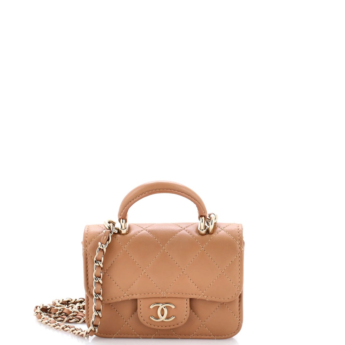 Lambskin Chanel Top Handle Flap Coin Purse with Chain Quilted: Lambskin Chanel Top Handle Flap Coin Purse with Chain Quilted A timeless and sophisticated accessory, this Lambskin Chanel Top Handle Flap Coin Purse with Chain Quilted is a must-have for any fashion