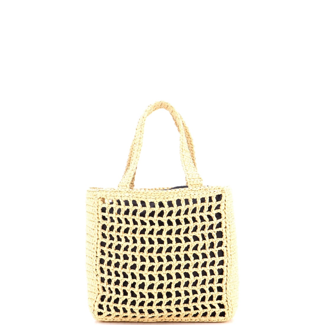 Prada Triangle Logo Raffia Small Open Tote - 3