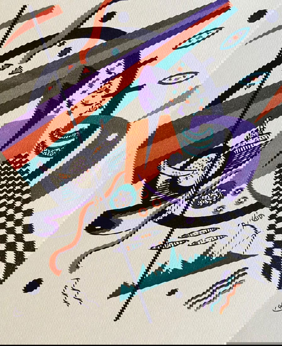 Sonia Delaunay Joan Mir " Jackson Pollock" - Wassily Kandinsky Lithograph 1926: Sonia Delaunay Joan Mir " Jackson Pollock" - Wassily Kandinsky Lithograph 1926 A rare and highly sought-after lithograph, Wassily Kandinsky's "Small worlds IV" (1926) is a masterpiece of early 20th-ce