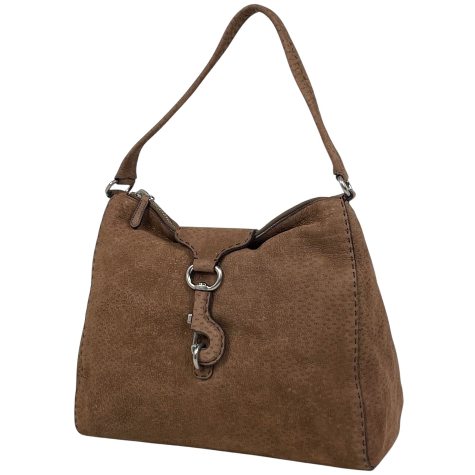 Prada Shoulder Bag in Leather: Prada Shoulder Bag in Leather A timeless Prada shoulder bag in rich brown leather, featuring clean lines and classic design that exudes sophistication. With its spacious interior and sturdy straps, th