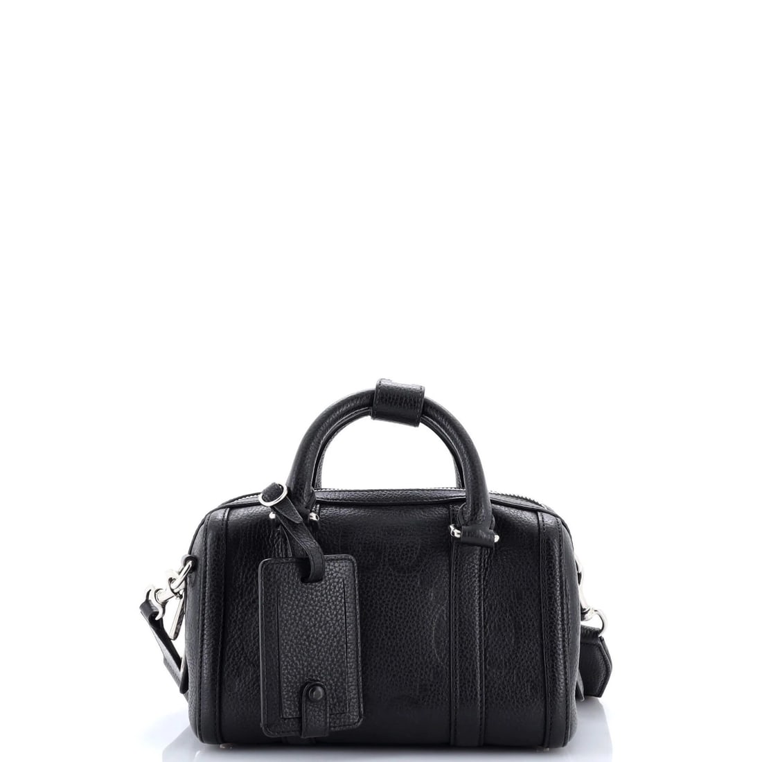 Gucci Jumbo GG Embossed Leather Duffle Bag: Gucci Jumbo GG Embossed Leather Duffle Bag Experience the iconic Gucci style with this stunning Jumbo GG Embossed Leather Duffle Bag, boasting bold black exterior and sleek silver hardware. The