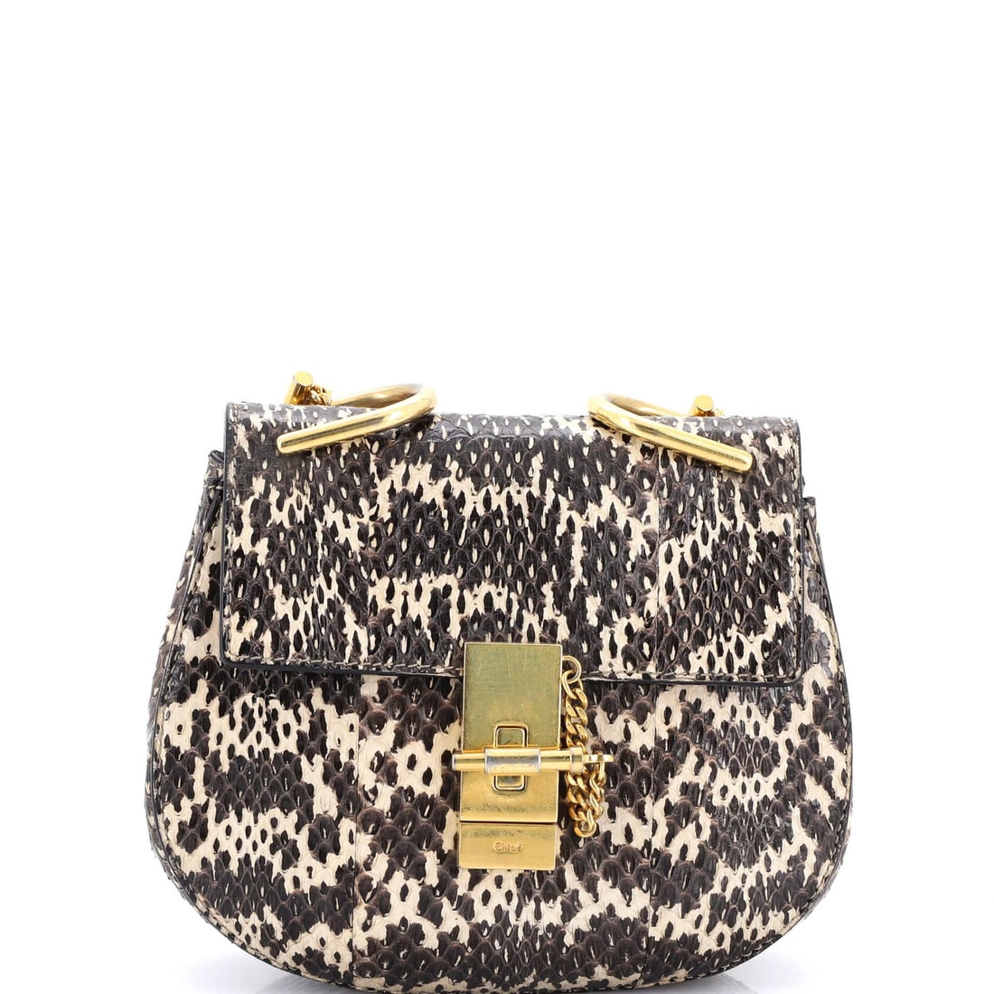 Chloe Drew Mini Python Crossbody Bag: Chloe Drew Mini Python Crossbody Bag Elevate your style with the iconic Chloe Drew Mini Python Crossbody Bag, boasting sleek neutral tones and exotic python exterior that exudes luxury. This compact y