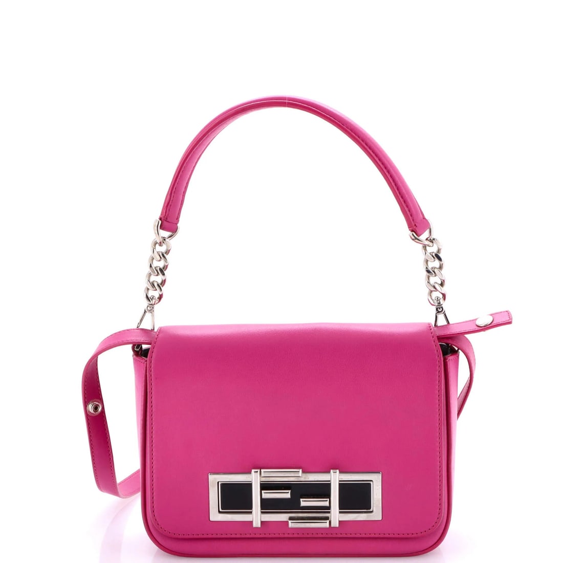 Small Fendi 3Baguette Convertible Crossbody Calfskin: Small Fendi 3Baguette Convertible Crossbody Calfskin Elevate your style with the iconic Fendi 3Baguette Convertible Crossbody Calfskin, boasting sleek pink leather exterior and interior details in