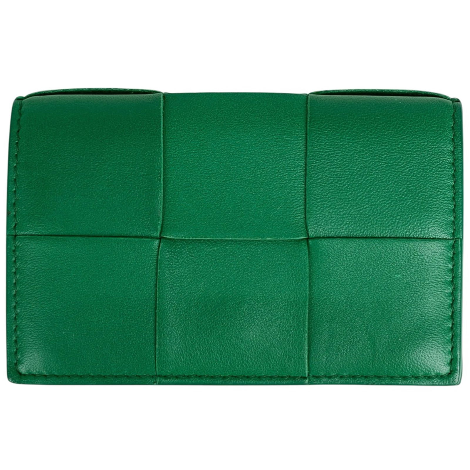 Bottega Veneta Leather Business Card Case: Bottega Veneta Leather Business Card Case Elevate your professional style with Bottega Veneta's iconic leather business card case, boasting the signature interlocking V logo and rich green hue that