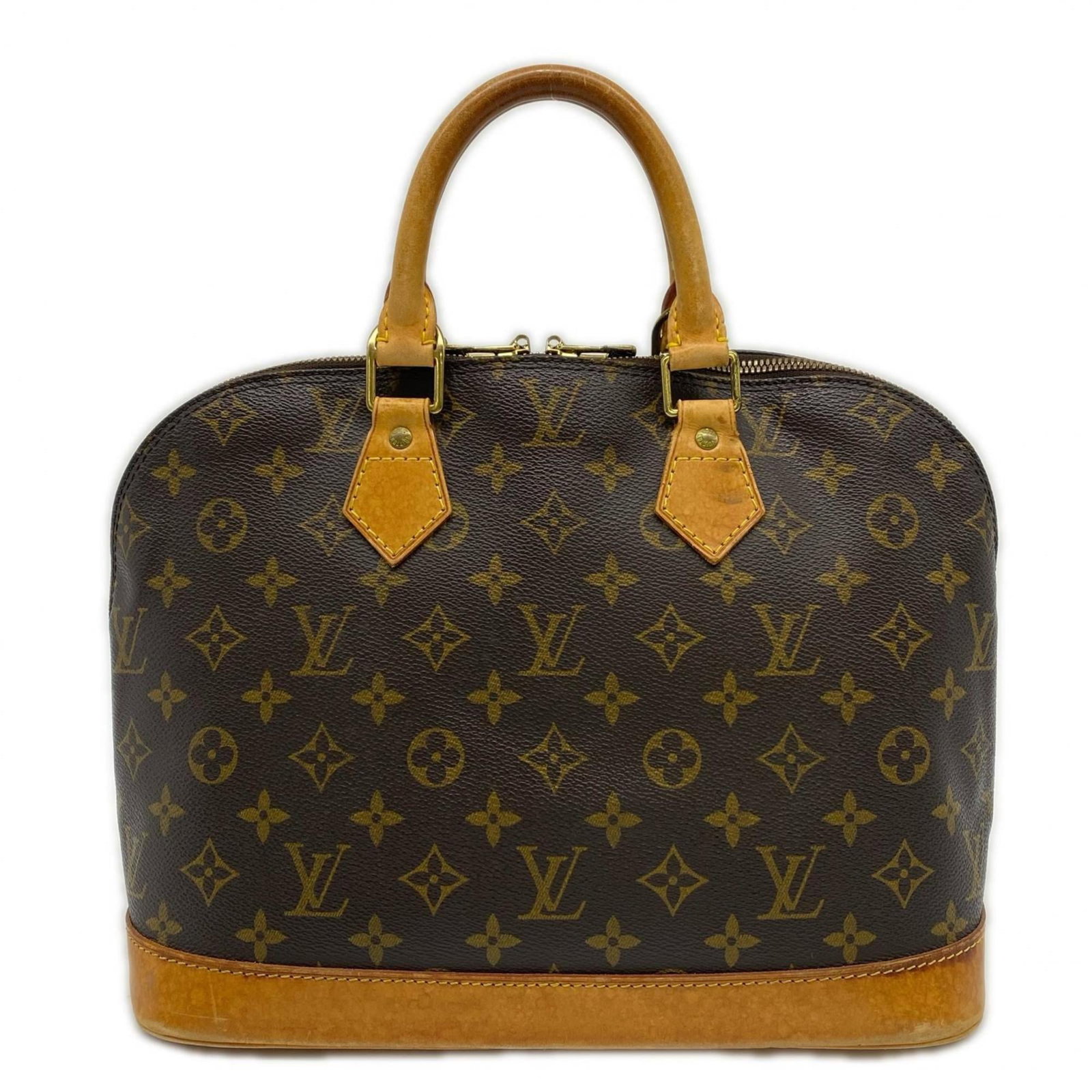 Louis Vuitton Coated Canvas and Leather Handbag: Louis Vuitton Coated Canvas and Leather Handbag A timeless piece from the iconic Louis Vuitton brand, this brown leather and coated canvas handbag boasts classic design with a modern twist. With its