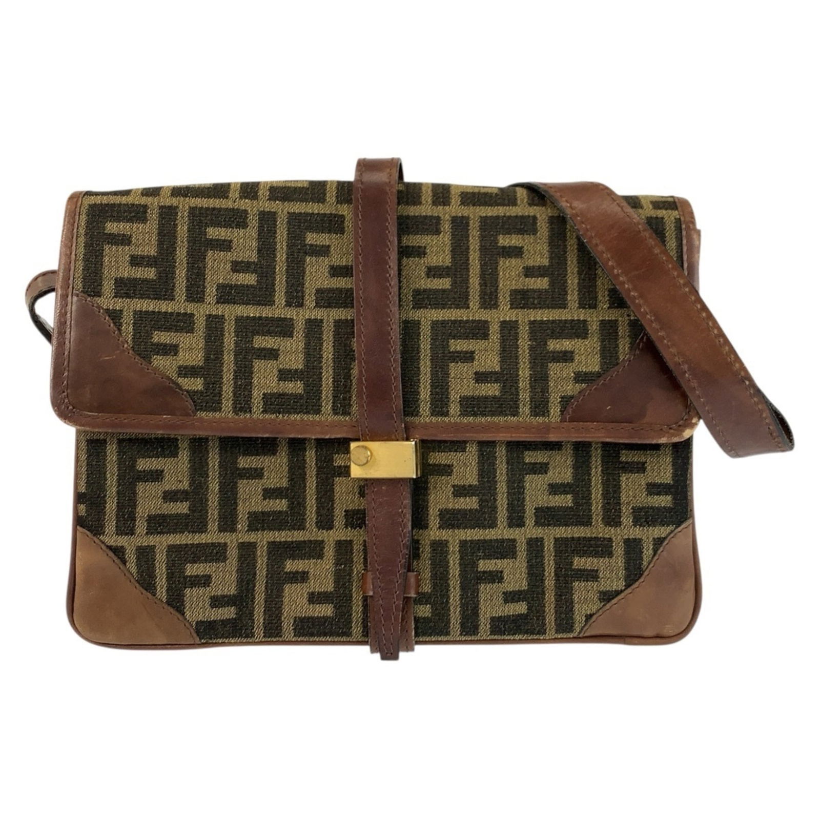 Fendi Pochette Shoulder Bag in Leather and Canvas (1 of 8)